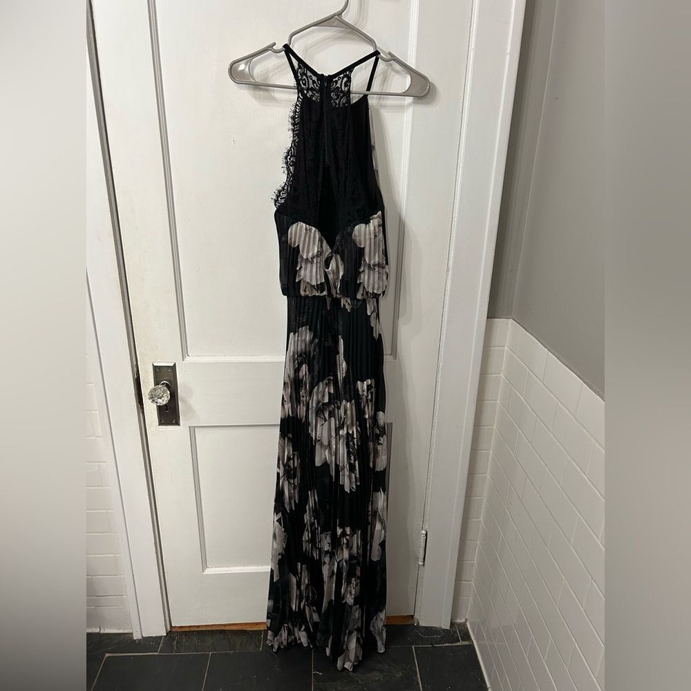 Xscape Black and White Floral Halter Dress - Picture 3 of 6